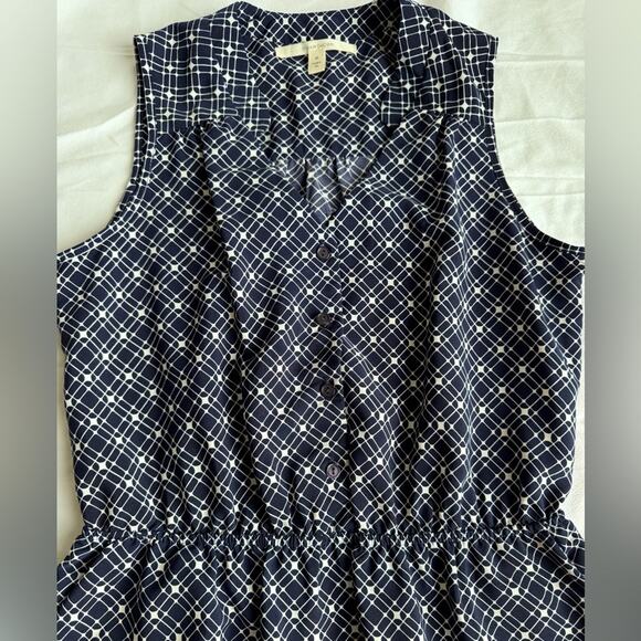 41 Hawthorn Kaziah Shirt Dress Cinch Waist Button Gingham Navy Pink Floral Large - Picture 7 of 10